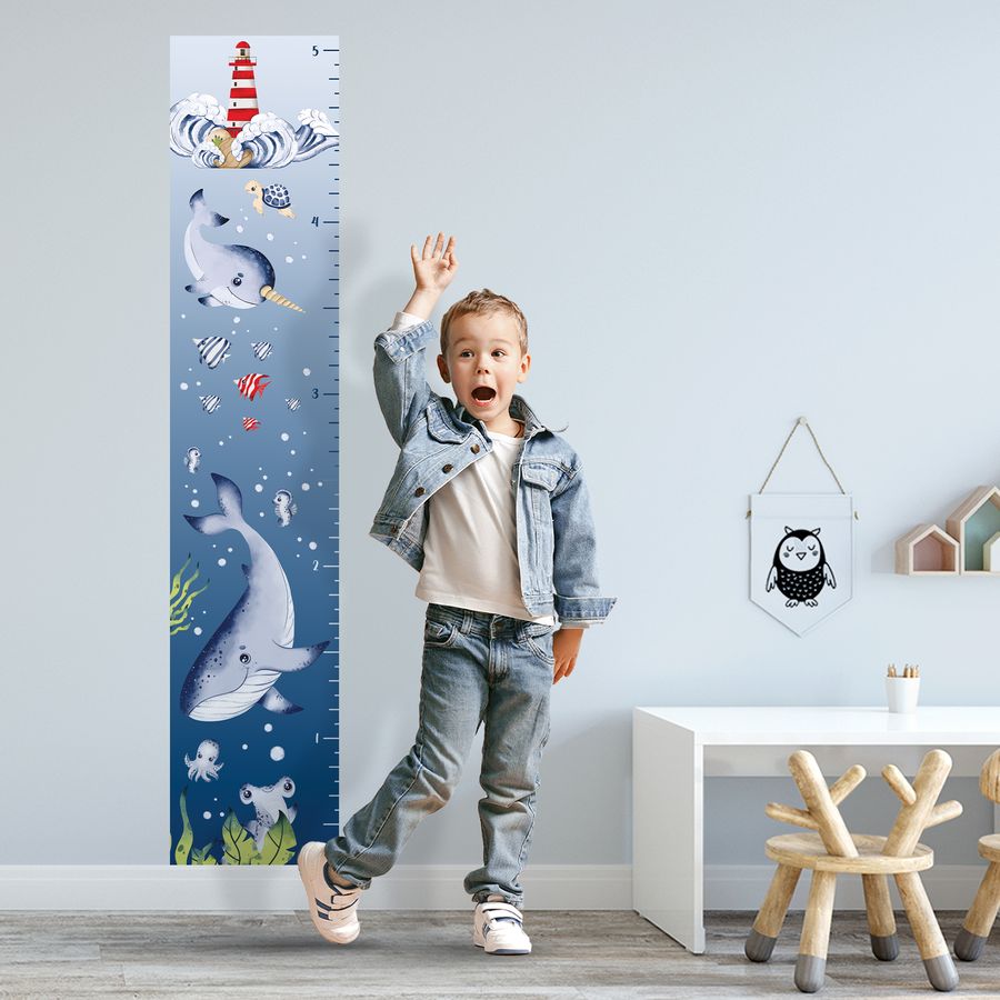 Kids' Growth Chart Peel and Stick Solar System Ocean Life Under The Sea Fish Wall Decals