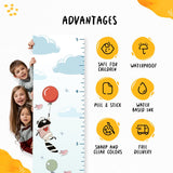 Kids' Growth Chart Peel and Stick Hot Air Balloons Animals Fox Bunny Panda Raccoon