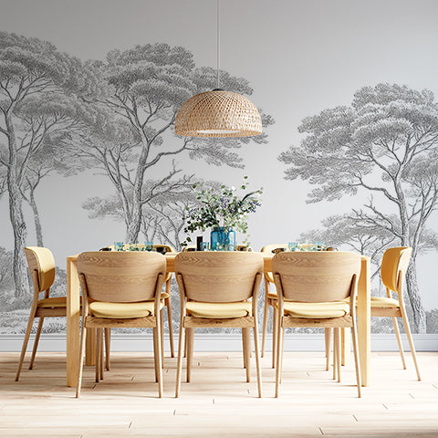 Classic Detailed Forest Landscape Wall Mural Wallpaper