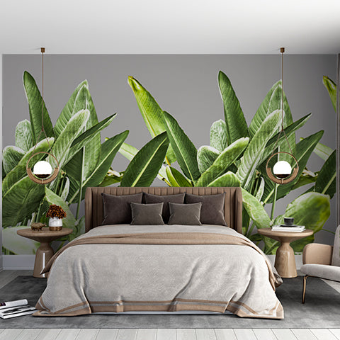 Real Banana Leaf Tropical Wall Mural Patterned Green Botanical Wallpaper