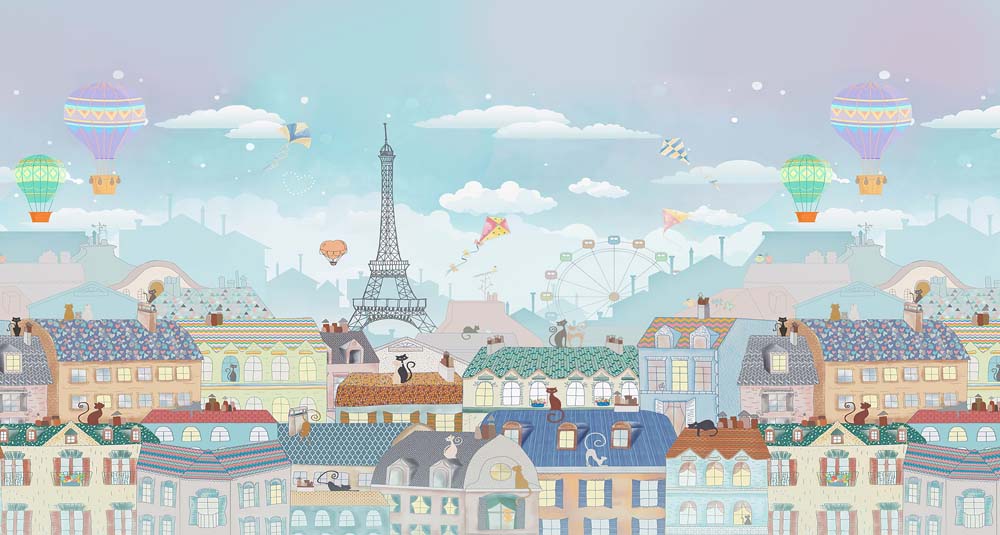 Kids Wall Mural Paris Kids City Eiffel Tower Wallpaper for Girls