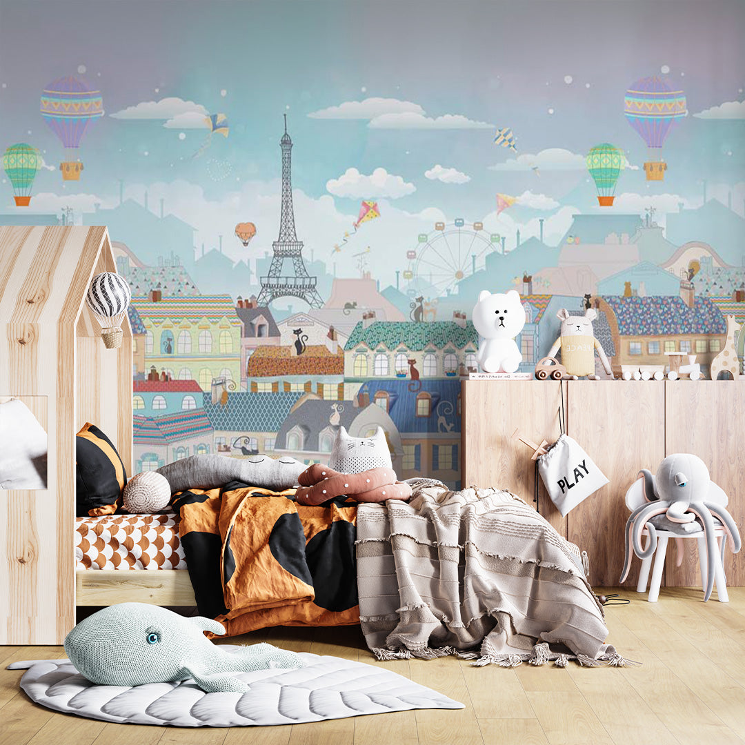 Kids Wall Mural Paris Kids City Eiffel Tower Wallpaper for Girls