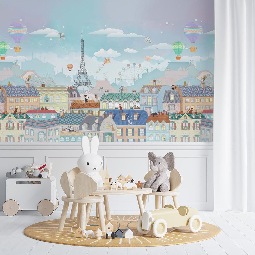 Kids Wall Mural Paris Kids City Eiffel Tower Wallpaper for Girls