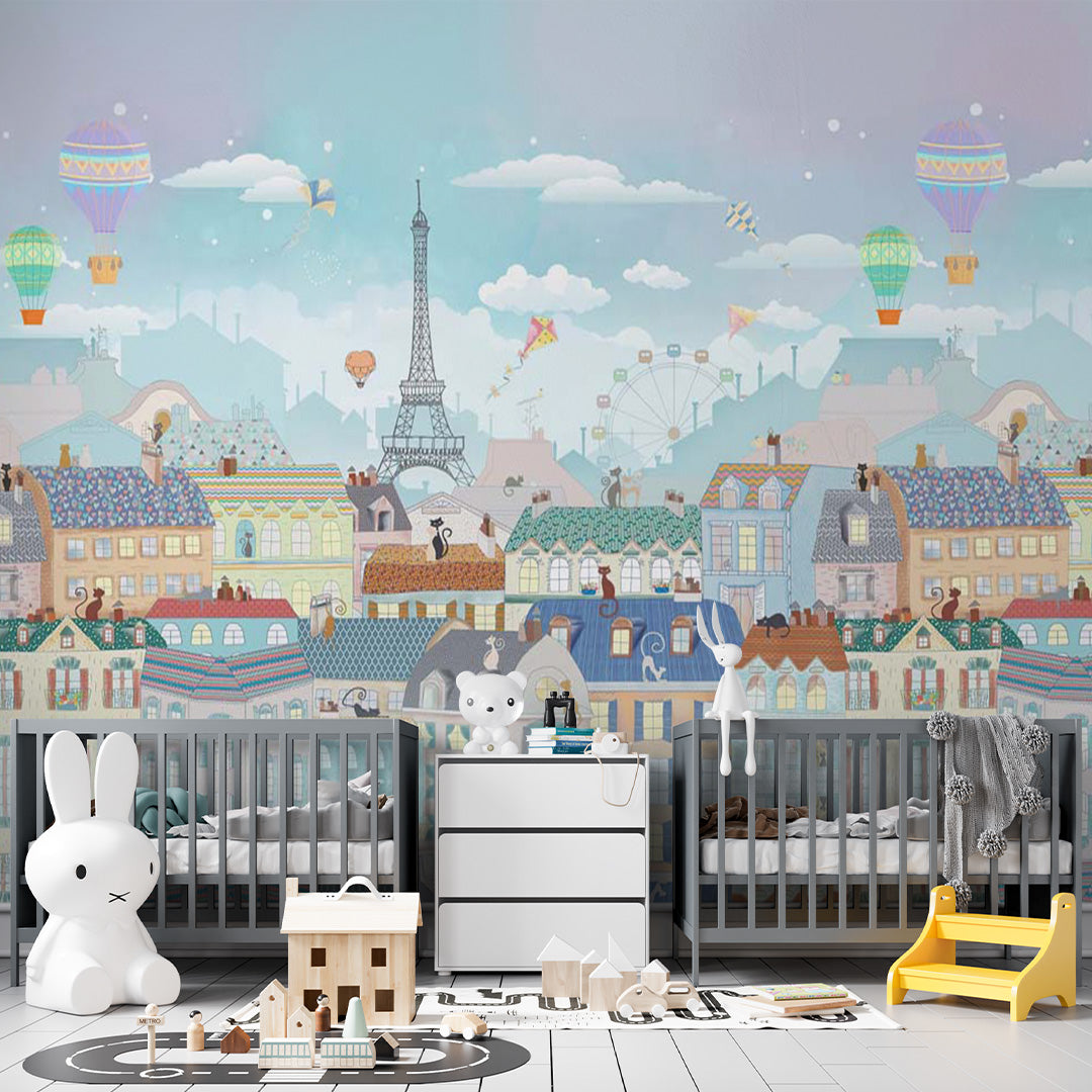 Kids Wall Mural Paris Kids City Eiffel Tower Wallpaper for Girls