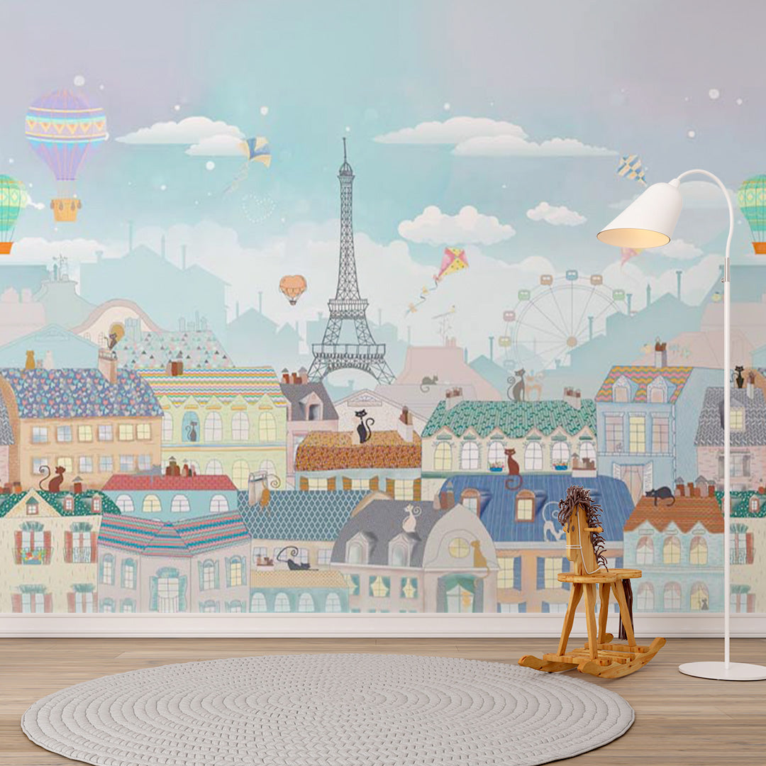 Kids Wall Mural Paris Kids City Eiffel Tower Wallpaper for Girls