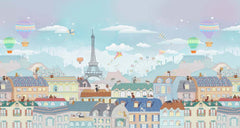 Custom  Kids Wall Mural Paris Kids City Eiffel Tower Wallpaper for Girls