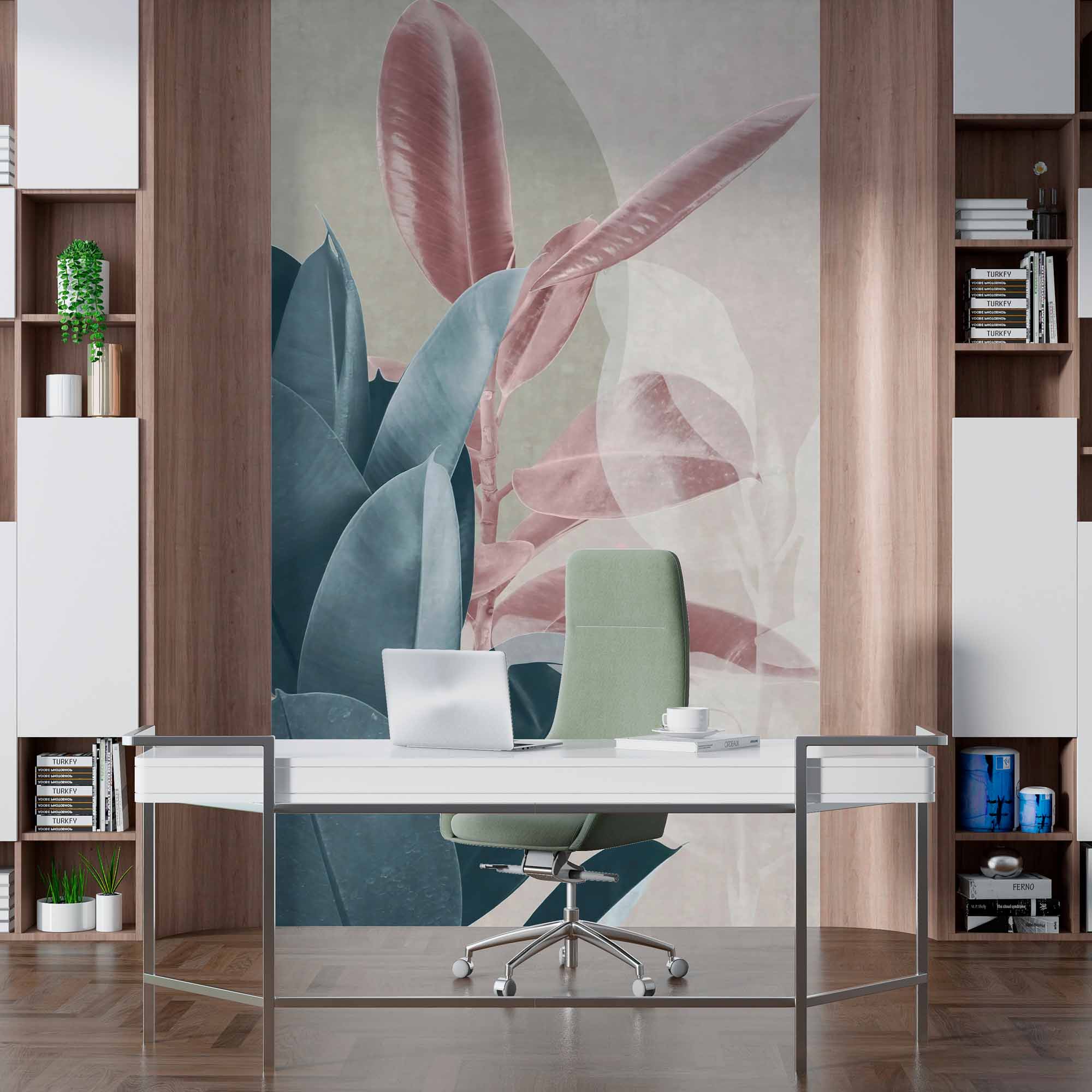 Modern Abstract Botanical Wall Mural Wallpaper with Earthy Tones