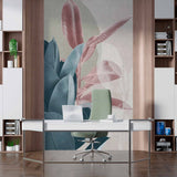 Modern Abstract Botanical Wall Mural Wallpaper with Earthy Tones