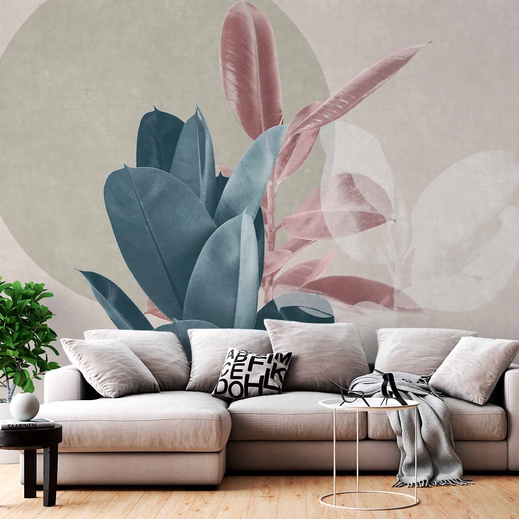 Modern Abstract Botanical Wall Mural Wallpaper with Earthy Tones