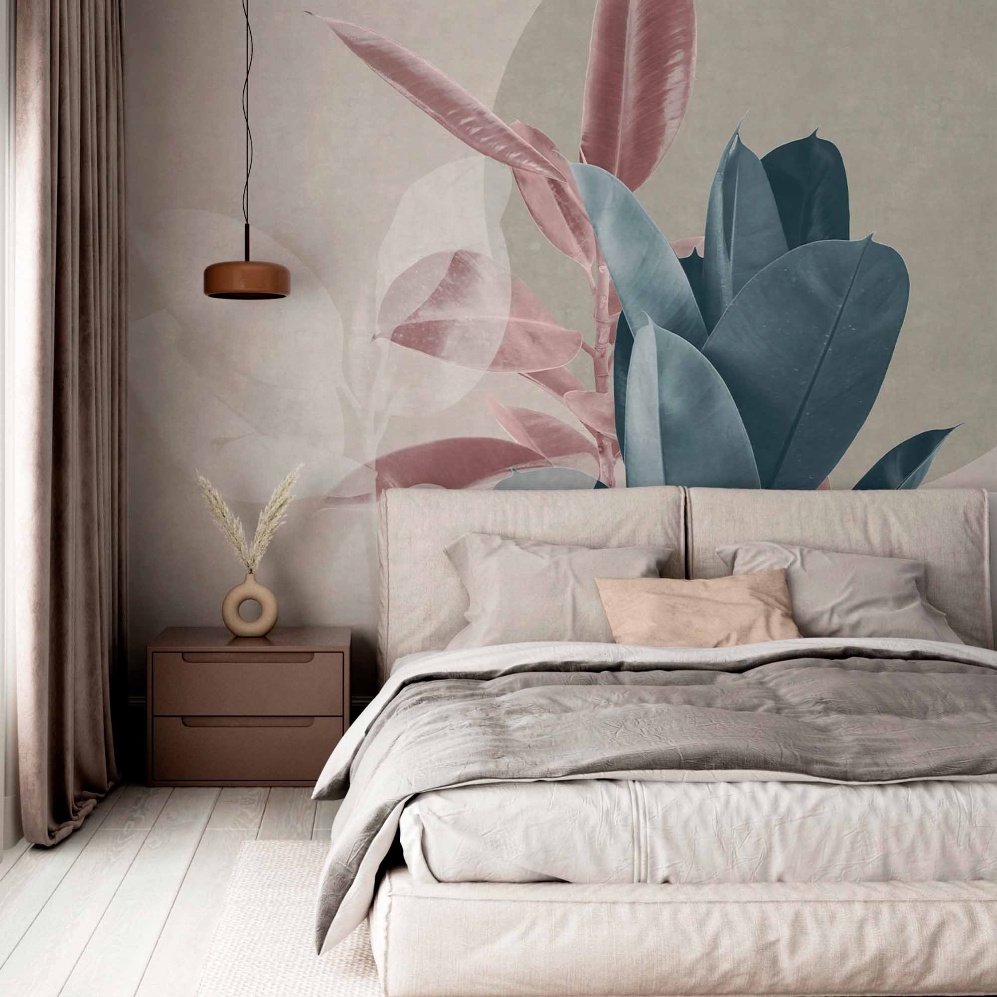 Modern Abstract Botanical Wall Mural Wallpaper with Earthy Tones