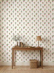 Radish wallpaper in an entryway.