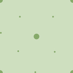 Sage polka dot wallpaper with larger and smaller green dots scattered over a pale sage background.