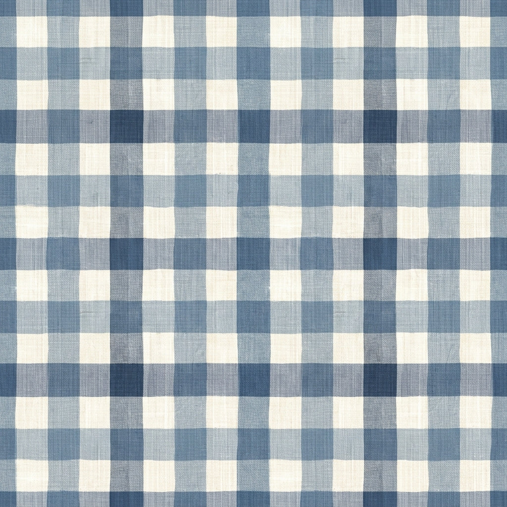 Papier peint vichy bleu marine – Papier peint panoramique grands carreaux effet lin