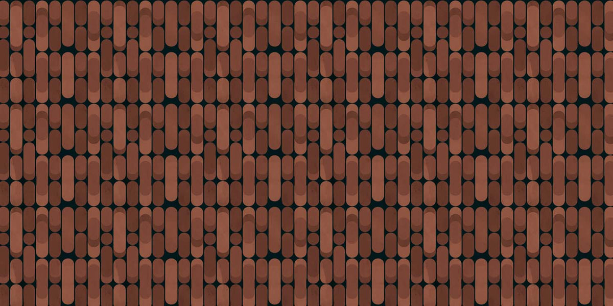 Papier peint motif de briques terre cuite – Panoramique texture carrelage rouille