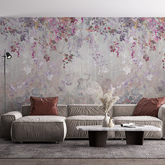 Custom Enchanted Floral Canopy with Deer Wall Mural Wallpaper