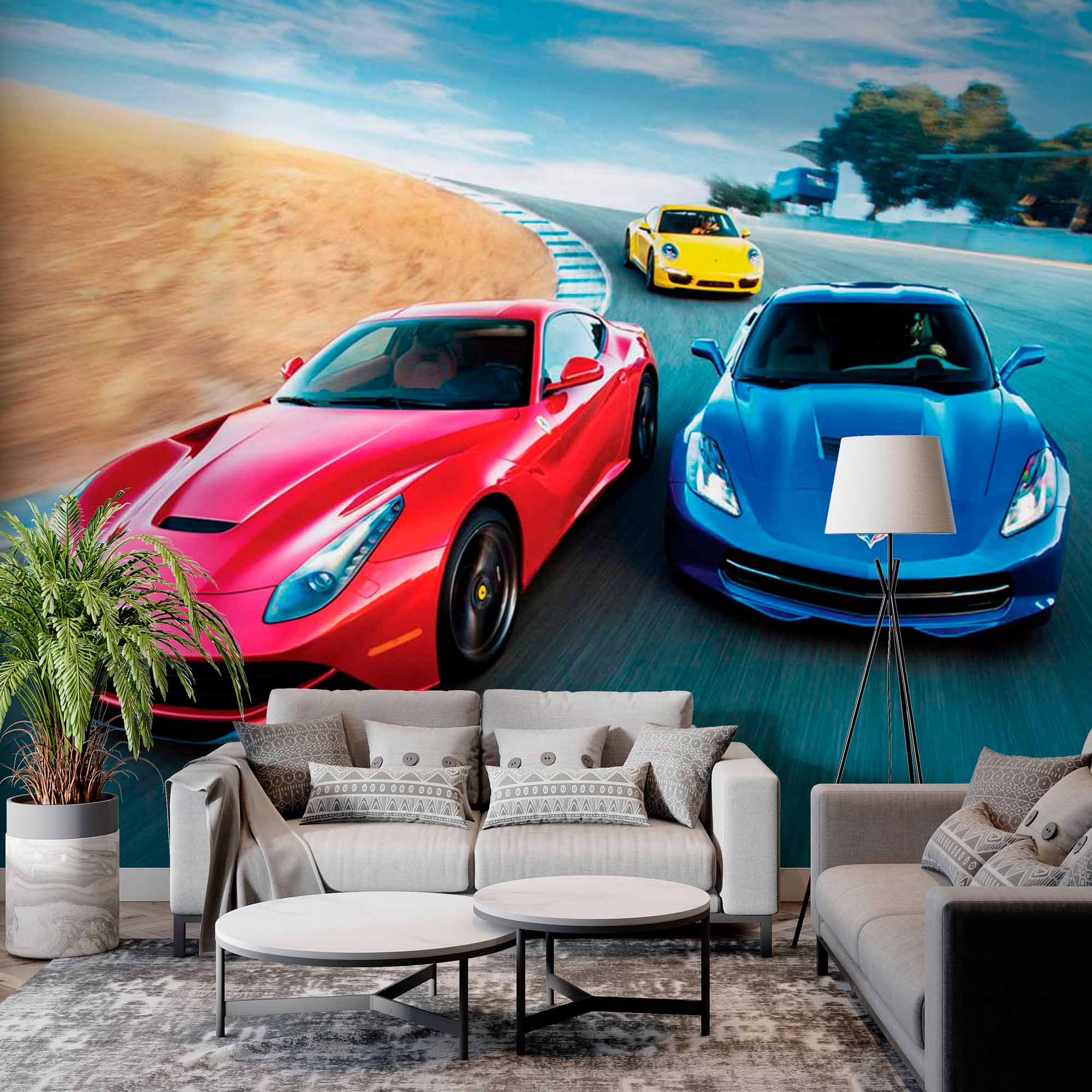 Street Racing Supercars Wall Mural Wallpaper