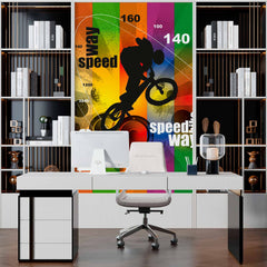 Custom Extreme Bmx Rider Wall Mural Abstract Background Wallpaper