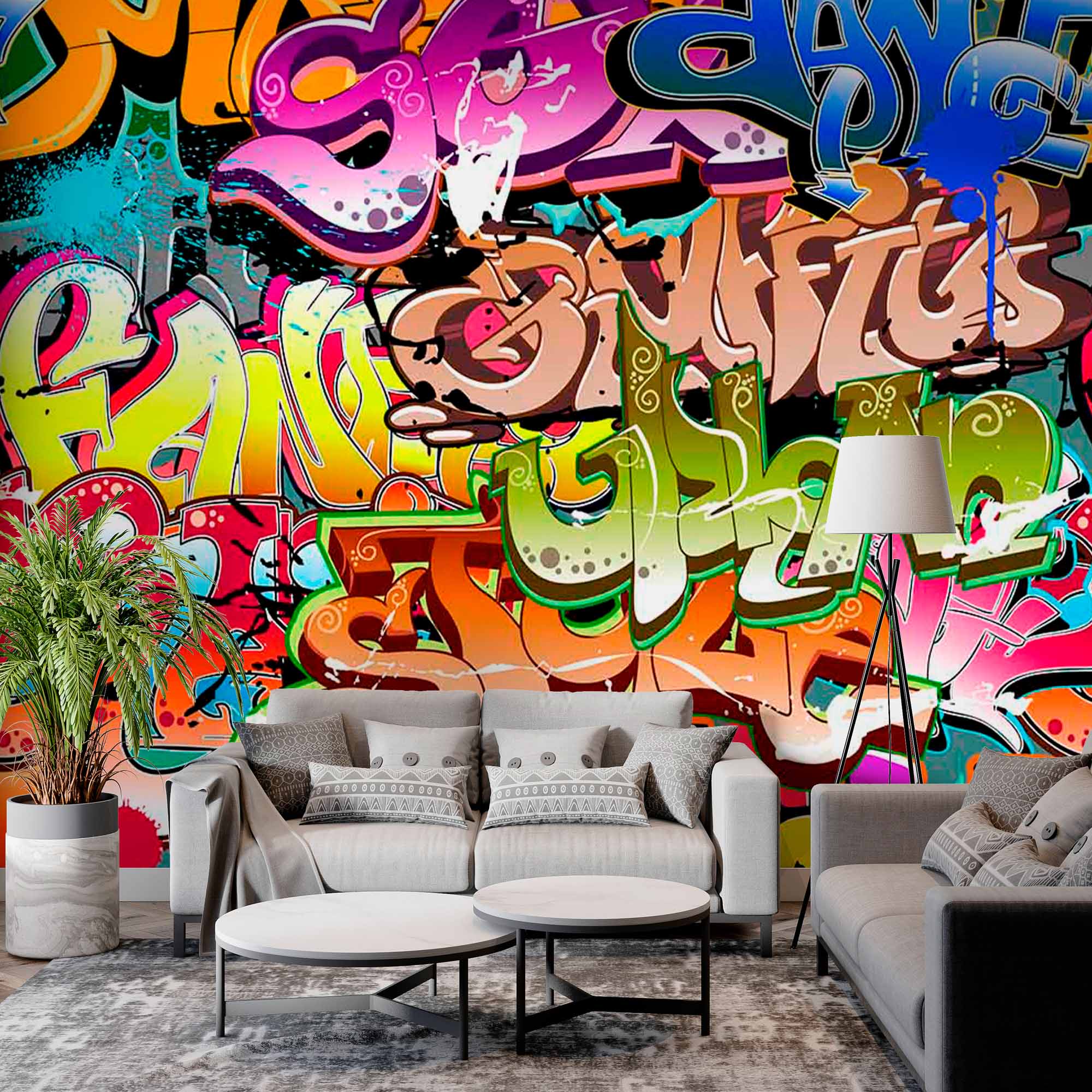 3D Colorful Graffiti Art Wallpaper Mural