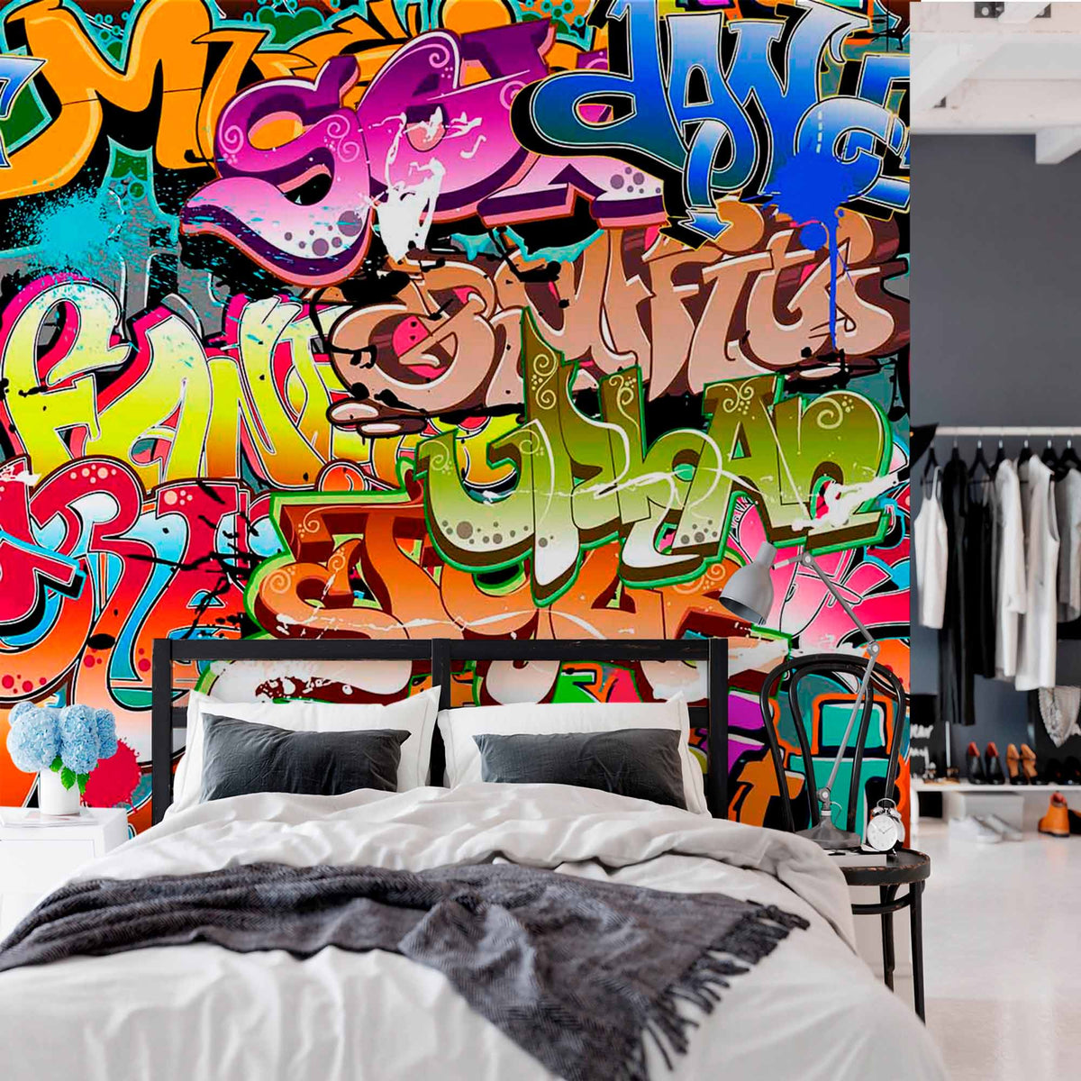 3D Colorful Graffiti Art Wallpaper Mural