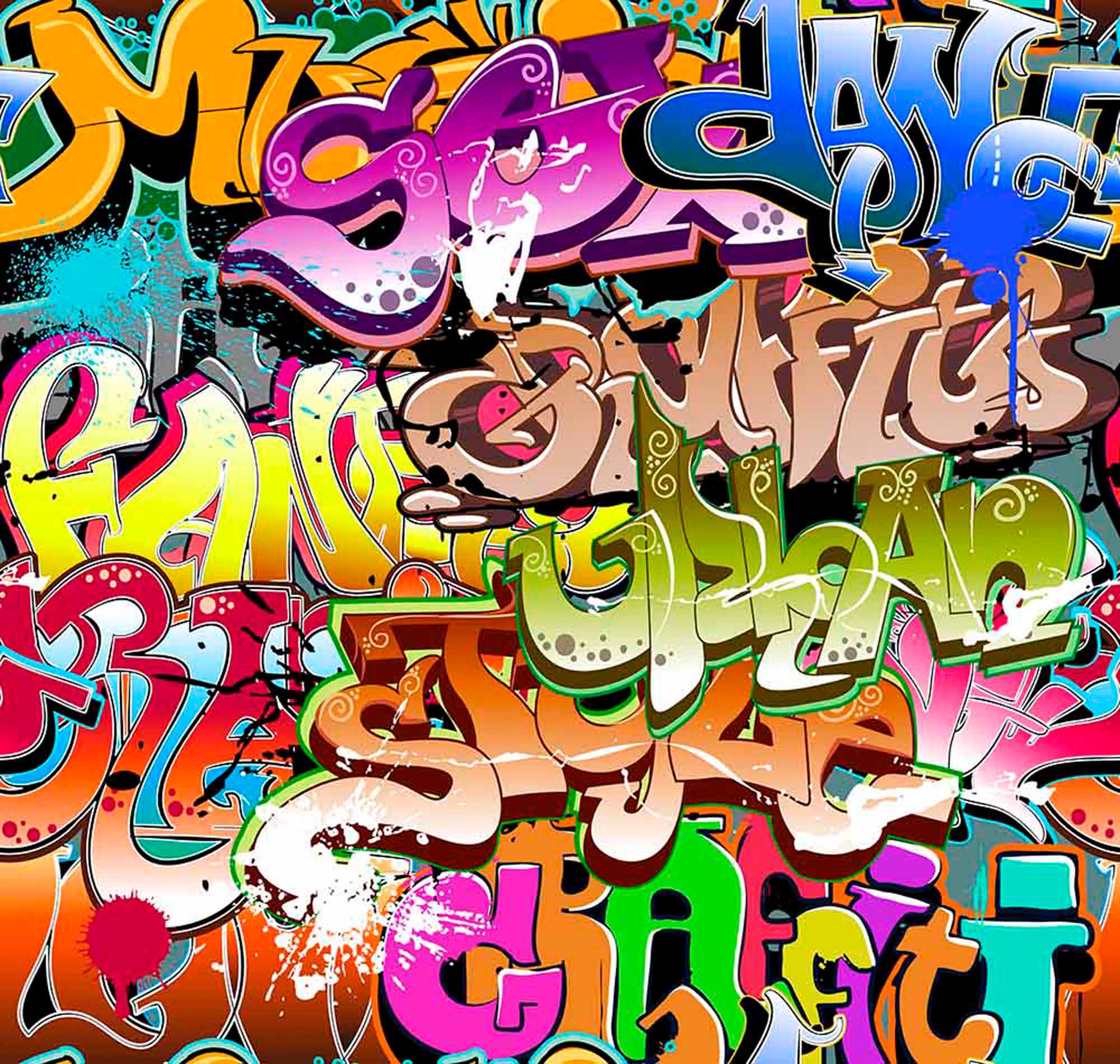 3D Colorful Graffiti Art Wallpaper Mural