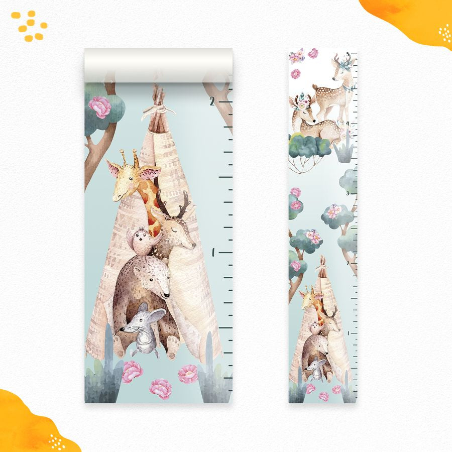 Kids' Growth Chart Peel and Stick Wood Animals - Nursery Wall Décor for Girls