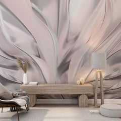 Custom Abstract Wall Mural Silver Waves Wallpaper