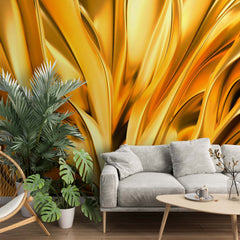 Custom Abstract Wall Mural Luxury Gold Waves Wallpaper