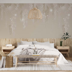 Custom Delicate Floral Wallpaper Neutral Romantic Wall Mural Decor