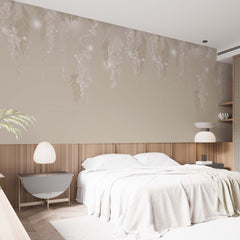 Custom Delicate Floral Wallpaper Neutral Romantic Wall Mural Decor
