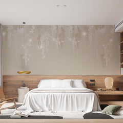 Custom Delicate Floral Wallpaper Neutral Romantic Wall Mural Decor
