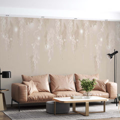 Custom Delicate Floral Wallpaper Neutral Romantic Wall Mural Decor