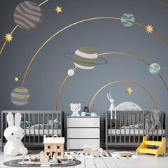 Custom Kids Wall Murals Solar System Model Planets Wallpaper for Kids