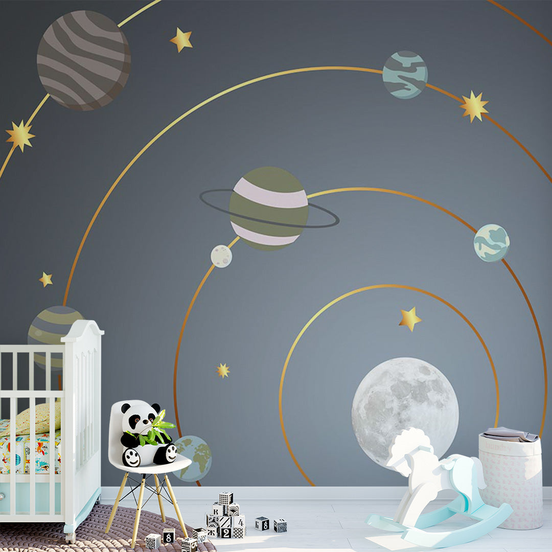 Kids Wall Murals Solar System Model Planets Wallpaper for Kids