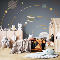 Custom Kids Wall Murals Solar System Model Planets Wallpaper for Kids