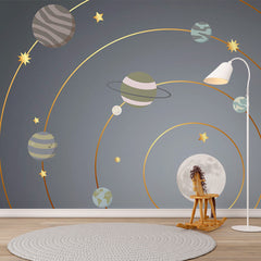 Custom Kids Wall Murals Solar System Model Planets Wallpaper for Kids