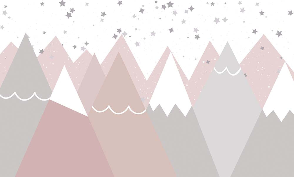 Kids Wall Murals Stars Sky Light Pink Mountains Wallpaper for Kids