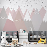 Kids Wall Murals Stars Sky Light Pink Mountains Wallpaper for Kids