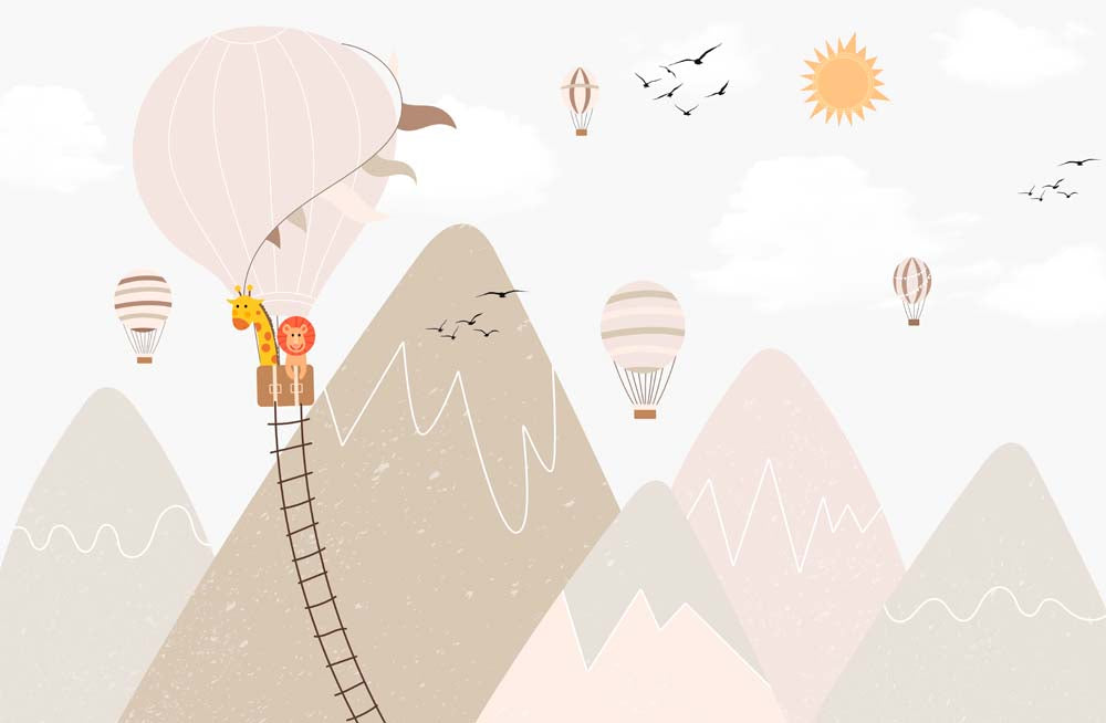 Safari-Ballonabenteuer – Tapete fürs Kinderzimmer