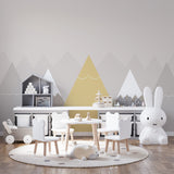 Kids Wall Murals Scandinavian Yellow Mountains Silhouette Wallpaper for Kids