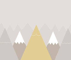 Custom Kids Wall Murals Scandinavian Yellow Mountains Silhouette Wallpaper for Kids