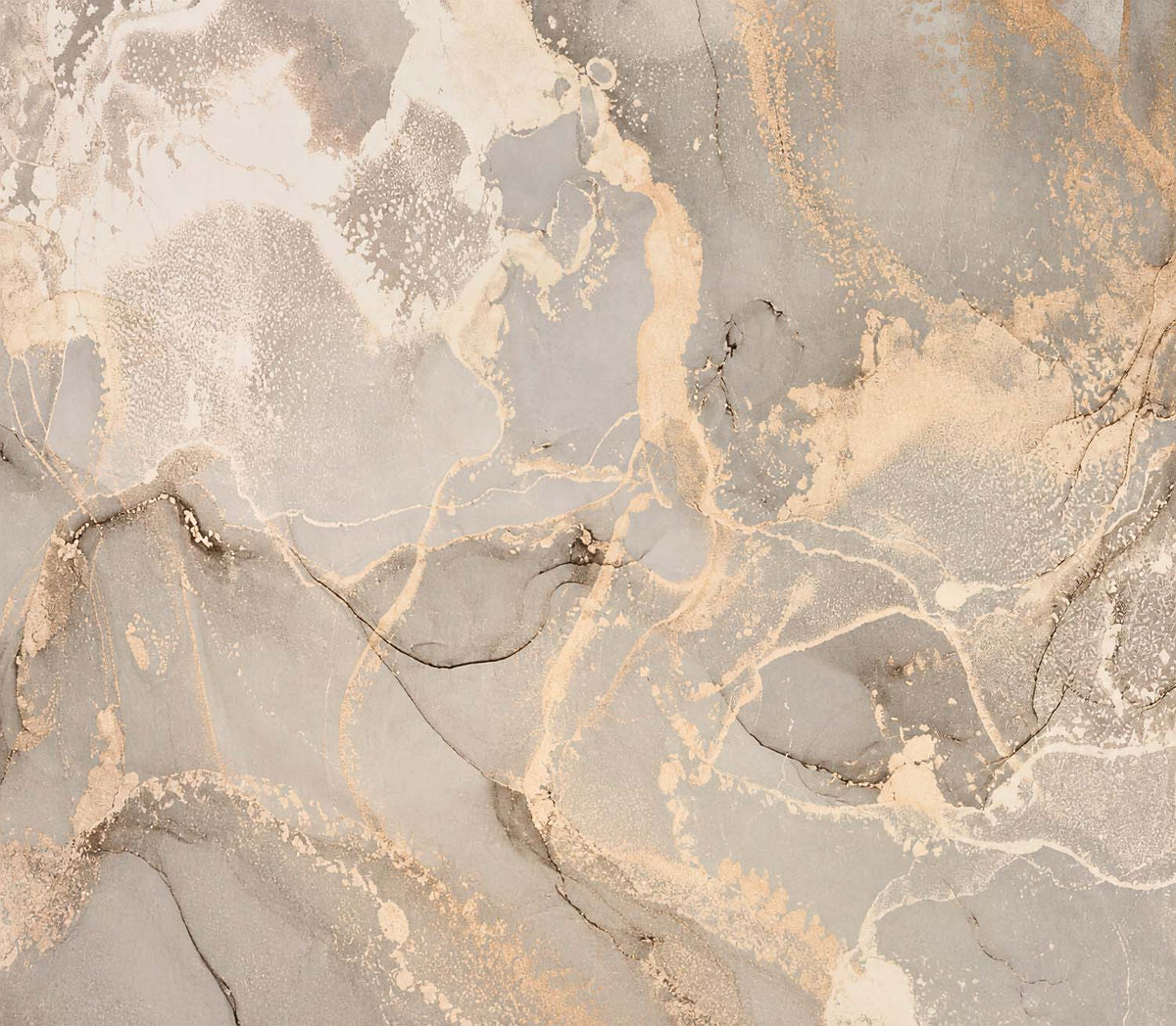 Tapete Grau-Gold-Marmor – Steinstruktur mit pfirsichfarbenen Adern, Wandbild