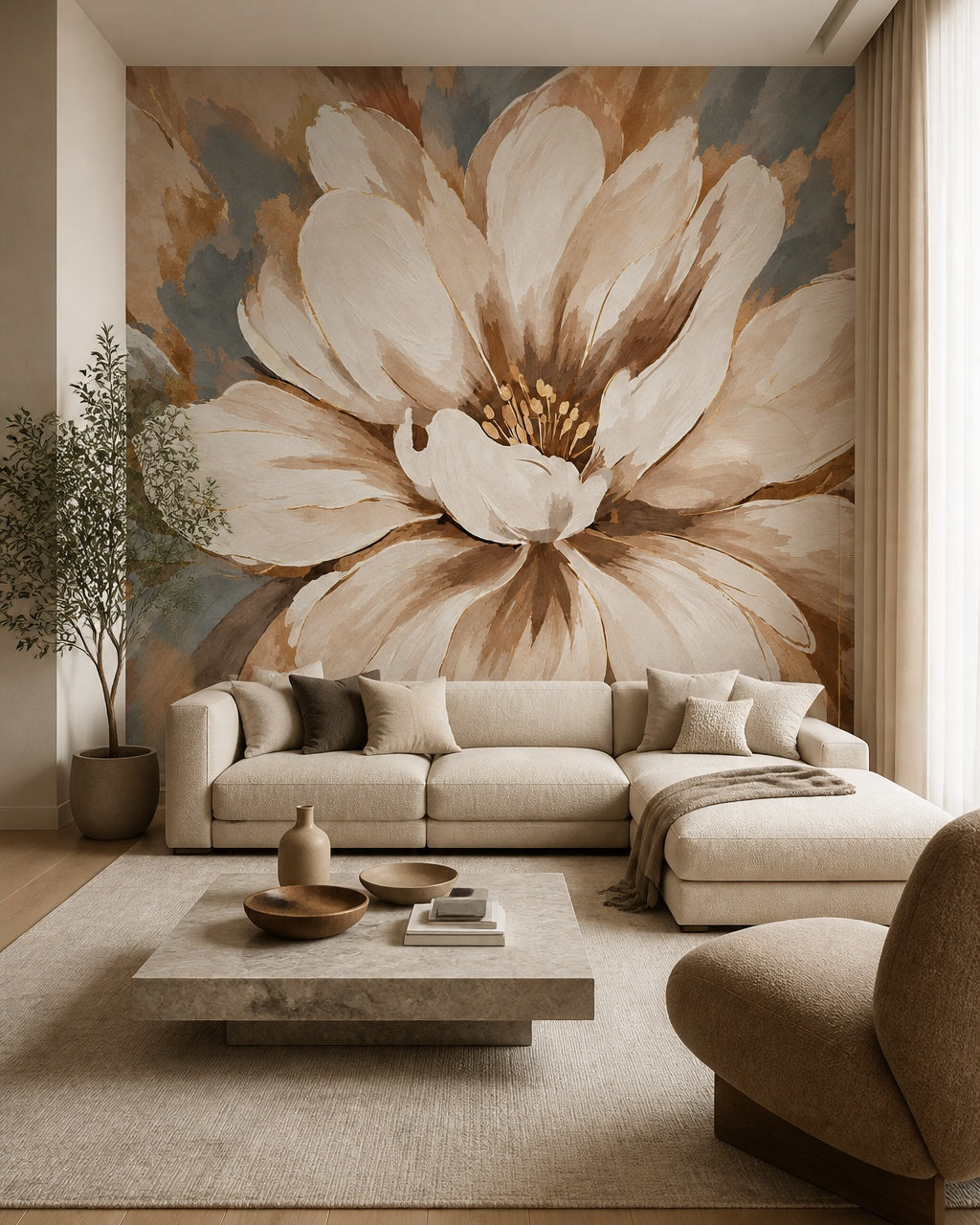 Large Painted Flower Wallpaper – view 2