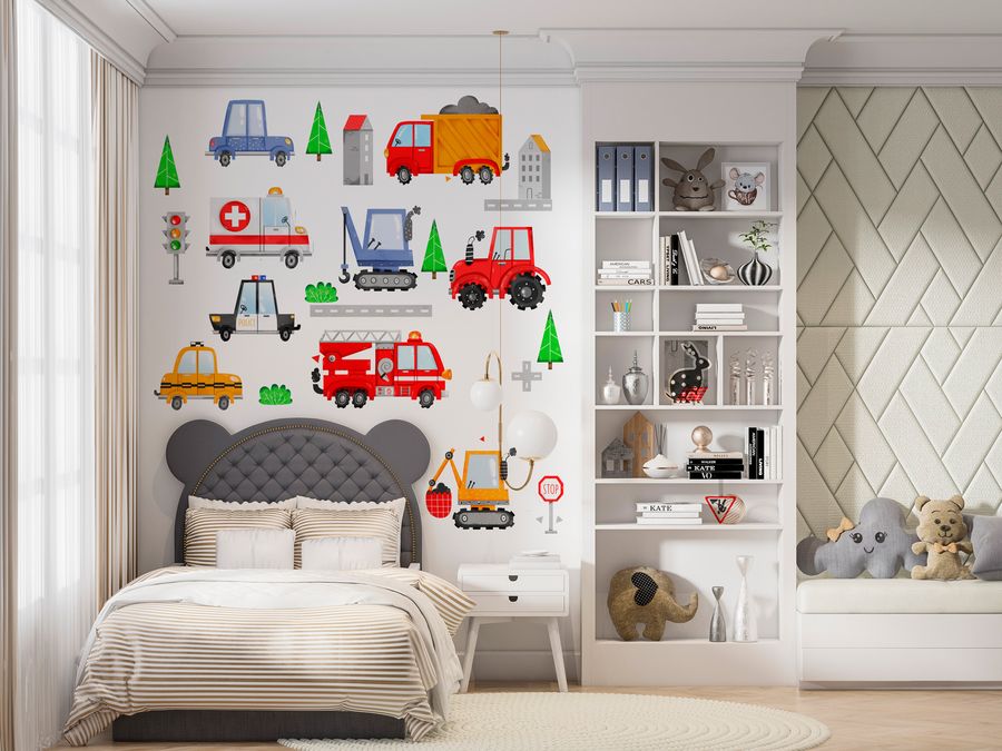 Car Transports Wall Decals for Boys Kids Baby Room