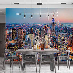 Custom New York City Skyline Wall Mural - Aerial View with Empire State Building at Dusk