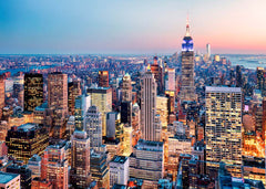 Custom New York City Skyline Wall Mural - Aerial View with Empire State Building at Dusk