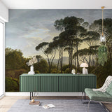 Tranquil Forest Landscape Wall Mural Wallpaper - Sunlit Woodland Scene