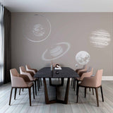 Minimalist Space Wall Mural Wallpaper with Planets and Rings