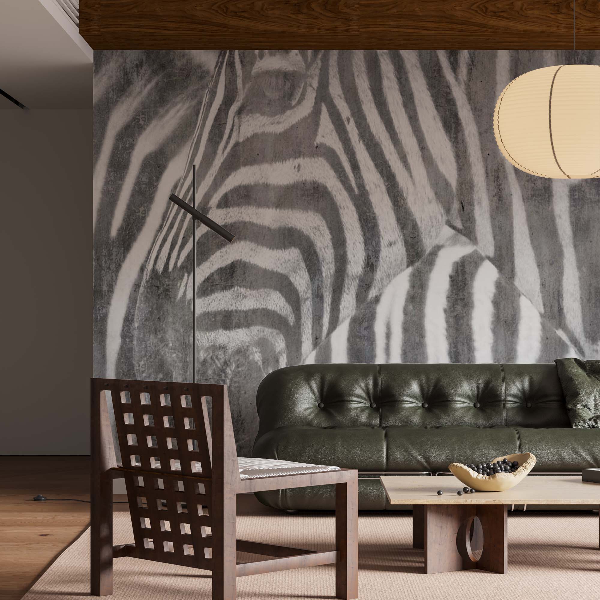 Zebra Black and White Tropical Old Cement Concrete Texture  Wallpaper Animals Wall Mural