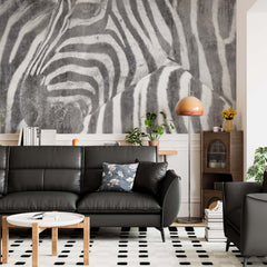 Custom Zebra Black and White Tropical Old Cement Concrete Texture  Wallpaper Animals Wall Mural