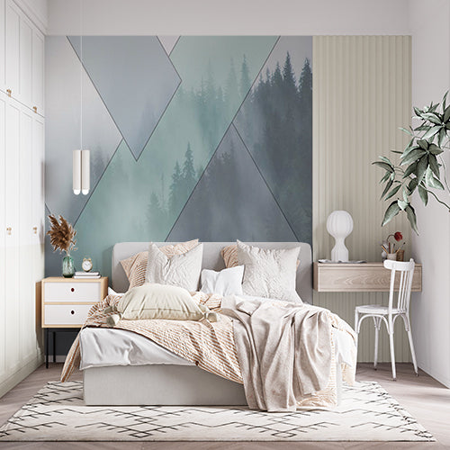 Modern Abstract Misty Forest Wall Mural Wallpaper